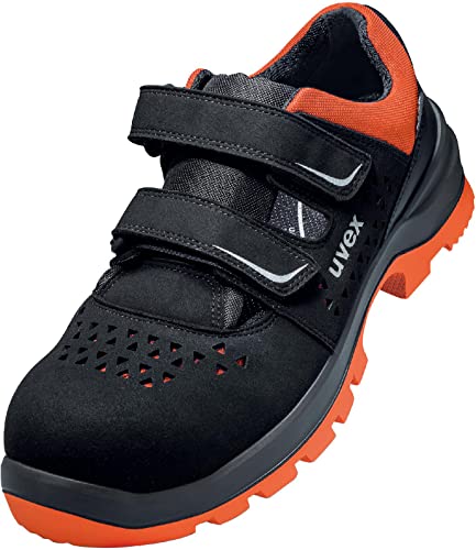 Uvex 2 xenova Sandale, Sicherheitsschuhe S1P SRC, Arbeitsschuhe für Herren, Schwarz/Orange, Größe 50 von Uvex