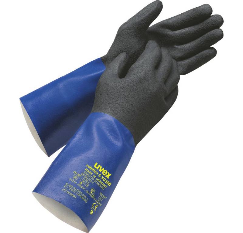Uvex Chemikalien-Schutzhandschuhe uvex 6055709 rubiflex S XG35B Chemiekalienhandschuh Größe (Handschuhe von Uvex