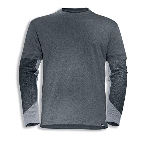 Uvex Cut Doubleflex Herren-Arbeitsshirt - Dunkelgraues Männer-T-Shirt - Ärmel mit Schnittschutz-Stufe 5 L von Uvex
