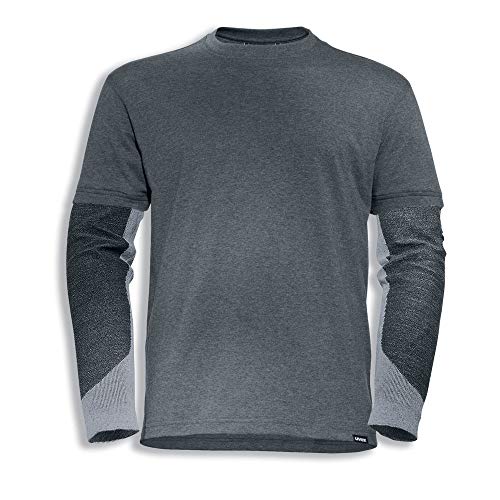Uvex Cut Doubleflex Herren-Arbeitsshirt - Dunkelgraues Männer-T-Shirt - Ärmel mit Schnittschutz-Stufe 5 XXXL von Uvex