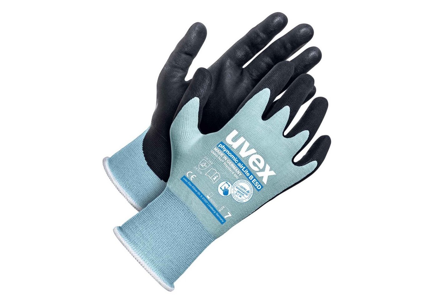 Uvex Mechaniker-Handschuhe uvex Schnittschutzhandschuhe phynomic airLite B ESD 60078, Touchscreen (Spar-Set) von Uvex