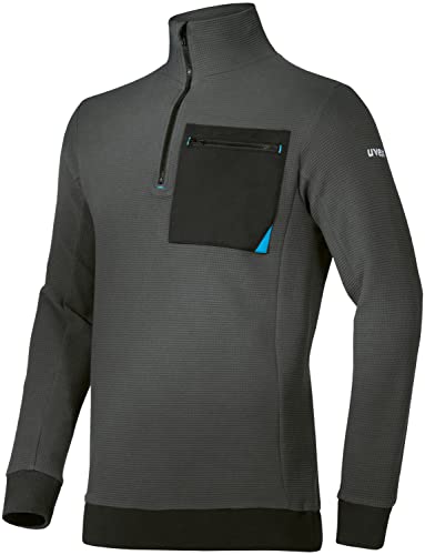 Uvex Tune-Up Männer Strickpullover mit Stehkragen - Arbeitspulli mit Brusttasche - Dunkelgrau - XL von Uvex