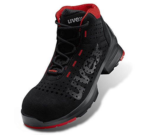 Uvex Unisex Stivale Allacciato traforato Perforierter Schnürstiefel S1 SRC W11, Schwarz/Rot, 49 EU von uvex