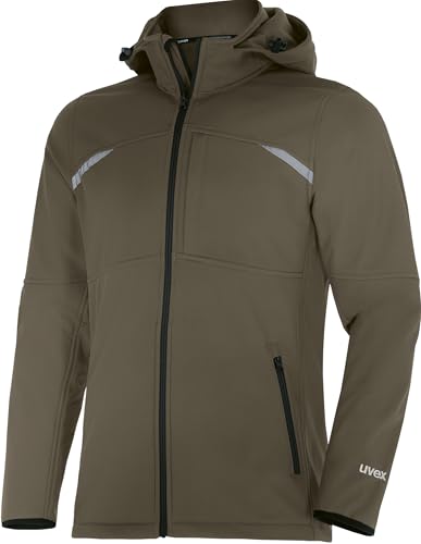 Uvex suXXeed Craft Softshelljacke - Herren Arbeitsjacke mit ergonomischer Passform - wasserdicht 8.000 mm - mit Kapuze - Größe M von Uvex