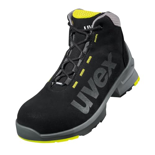 Uvex 1 Arbeitsstiefel - S2-Sicherheitsstiefel SRC ESD - Schwarz/Lime - atmungsaktiv & leicht - Gr. 38 von Uvex