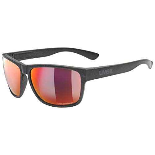 uvex LGL ocean P - Sonnenbrille für Damen und Herren - polarisiert - verspiegelt - black matt/red-red - one size von Uvex
