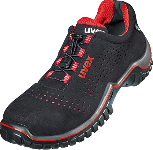 Uvex Motion Style Halbschuh, Sicherheitsschuhe S1 SRC, Arbeitsschuhe für Herren, Schwarz/Rot, Größe 44 von Uvex