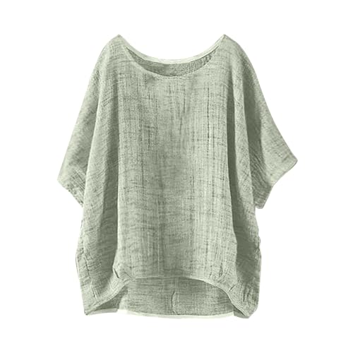 Leinen Damen Oberteile T-Shirt Kurzarm T Shirt Basic In A-Linien Form Tshirt Tiefer V Ausschnitt Women 'S Mid Sleeve Blusen & Tuniken Für Spize Weisses Elegant Mit von Uwdiohq