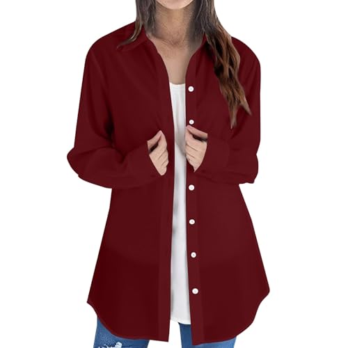 Uwdiohq Bluse Damen Lässiges Hemd Lockere Passform Solide Longbluse Button-Down Tunika Atmungsaktive Freizeithemd Oversized Blusen Lose Shirts Sommer Oberteile mit Tasche Uwdiohq Bluse Damen Lässiges Hemd Lockere Passform Solide Longbluse Button-Down Tunika Atmungsaktive Freizeithemd Oversized Blusen Lose Shirts Sommer Oberteile mit Tasche von Uwdiohq