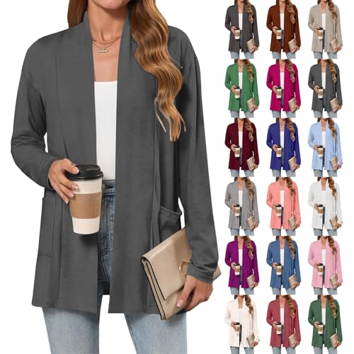 Uwdiohq Cardigan Sommer Grün Strickjacke Altrosa Weiß Mäntel Für Damen Kleidung Kostüme & Blazer Kurzjacke Dress Kurz Festlicher Pullover Mantel Lila Jacket Sommermantel Leicht Lang Janker Weiße Cord von Uwdiohq