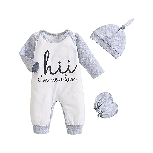 Uwdiohq Day Prime 2024 Angebote Langärmeliges Crawler-Hut-Socken-Set für, und Mädchen, mit -Aufdruck, für 0 bis 9 Monate Baby Boy Outfit Erster Geburtstag Mädchen Geschenk Sale Angebote Bestellung von Uwdiohq