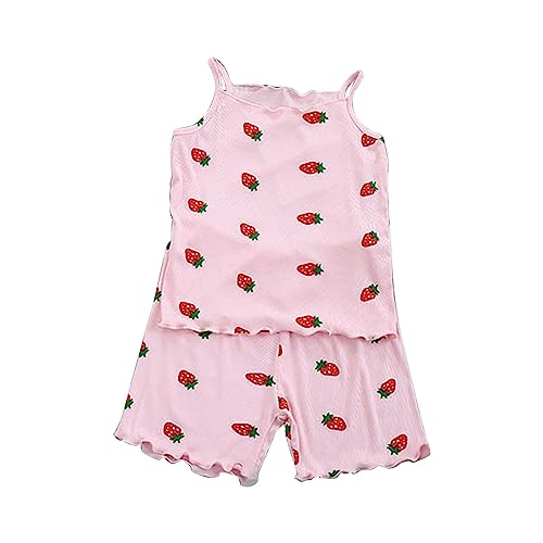 Uwdiohq Day Prime 2024 Baby-Mädchen-Gras-Erdbeer-Druck, ärmellose Weste, Shorts, Heimkleidungsset, Kinderkleidung für 0 bis 6 Strampler Set Neugeborene Weihnachtskleid 92 Sale Angebote Bestellung von Uwdiohq
