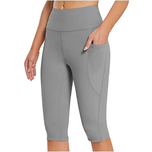 Uwdiohq Day Prime 2024 Leggings Für Damen 3/4 Baumwolle Blau Hohe Taille Yogahose Damen Caprihose Sommer 3/4 Baumwolle Damen Radlerhose Lang Gymnastikhose Frauen Große Größen Restposten von Uwdiohq