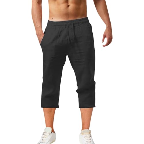 Uwdiohq Day Prime Sommer Freizeit Leinen Shorts Herren Beach Short Mit Taschen Cargo Leicht Hose Leinenhose Kurze Elastische Taille Laufshorts Männer Jogginghose Fitnesshose Sport Sportshorts von Uwdiohq