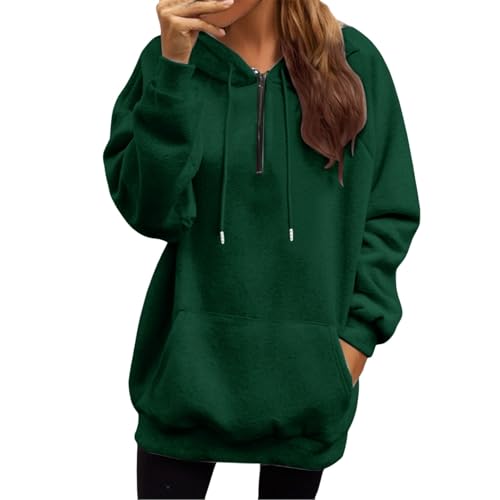 Uwdiohq Hoodie Damen Langarm V-Ausschnitt Kapuzenpullover Mit Kapuze Pullover Oversize Reißverschluss Sportjacke Sweatshirt Frauen Leichte Hoodies Casual Style Kapuzenjacke Teenager von Uwdiohq