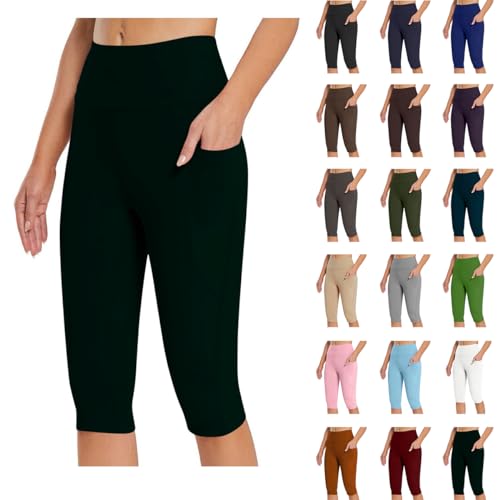 Uwdiohq Outlet Angebote Sale Leggings Für Damen 3/4 Baumwolle Blau Yogahose Damen Hohe Taille Damen Caprihose Jeans Knielange Radlerhose Damen Gymnastikhose Frauen Große Größen Restposten von Uwdiohq