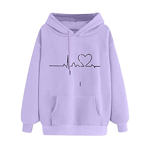 Uwdiohq Damen Hoodie Prime Deal Days 2024 Oversized Herz Pullover Sweatshirt Weiß Light Blue 3XL Locker Winter Kapuzenpullover Reißverschluss Fleece/Polyester/Linen Damen Mädchen Frauenbekleidung von Uwdiohq