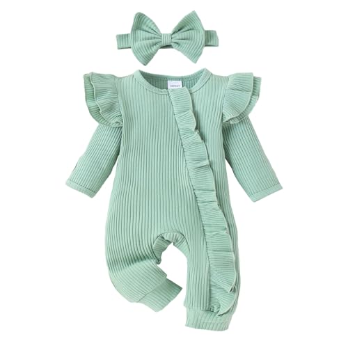 Uwdiohq Sale Angebote Langarm-Overall-Stirnband-Set für mit Textur und Schleife für 0 bis 18 Neugeborenen Set Body Erster Geburtstag Mädchen Baby Geschenk Mädchen Geburt S Tages Deal Sonderangebote von Uwdiohq