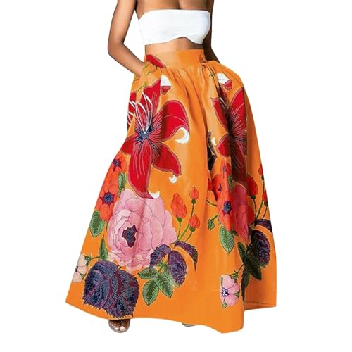 Uwdiohq Sale Angebote Tagesangebote Damen Rock Mit Blumendruck Hohe Taille Langer Maxirock Rock Lang Damen Sommer Elegant Frauen Loose Große Größen Röcke Mode Drucken Teenager Sommerrock Restposten von Uwdiohq