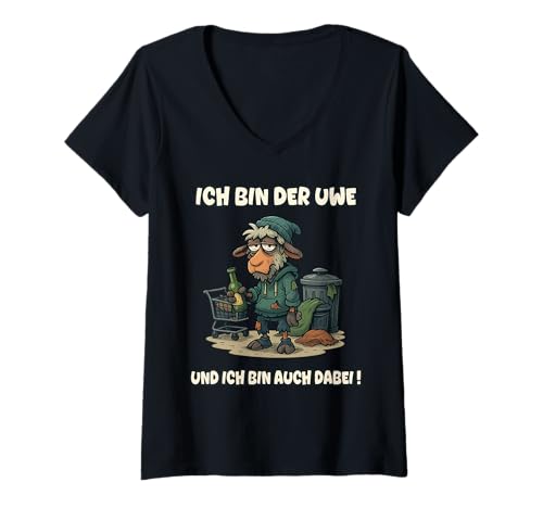Damen Ich Bin der Uwe und ich Bin auch dabei T-Shirt mit V-Ausschnitt Damen Ich Bin der Uwe und ich Bin auch dabei T-Shirt mit V-Ausschnitt von Uwe Internet Meme - Party Outfit mit Schaf
