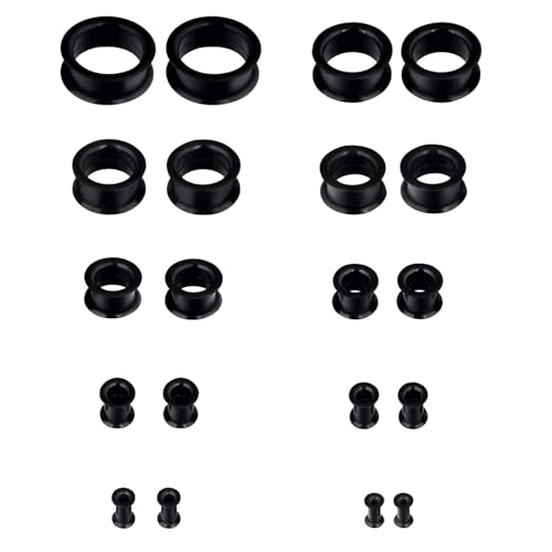 Uwiyo 20 Stück Silikon Flesh-Tunnel Set, 4-20mm Hollow Silikon Tunnel Plugs Ohrdehner Plug Ohr Expander Ohrplugs Flexible Stretching Expander Ohr Piercing Schmuck für Männer Frauen (Schwarz-2) von Uwiyo