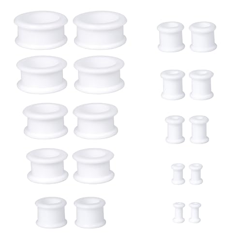 Uwiyo 20 Stück Silikon Flesh-Tunnel Set, 4-20mm Hollow Silikon Tunnel Plugs Ohrdehner Plug Ohr Expander Ohrplugs Flexible Stretching Expander Ohr Piercing Schmuck für Männer Frauen (Weiß) von Uwiyo