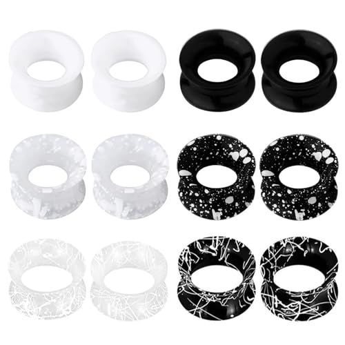 Uwiyo 6 Paar Silikon Flesh Tunnel Set, 3-20mm Extra Soft Silikon Ohr Tunnel Plug Double Flared Ohr Expander Ohrplugs Ohr Piercing Schmuck für Männer Frauen, Mehrfarbig (Klassische Farben, 18mm) von Uwiyo