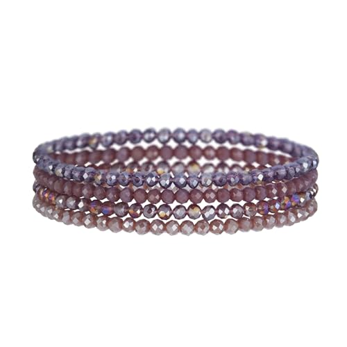 Uwiyo Damen Kristall Perlen Armband, Boho Mehrschichtiges Steine Armbänder Bohemian Kristall Perlen Armband Modeschmuck für Damen Mädchen Freundin(Lila) von Uwiyo