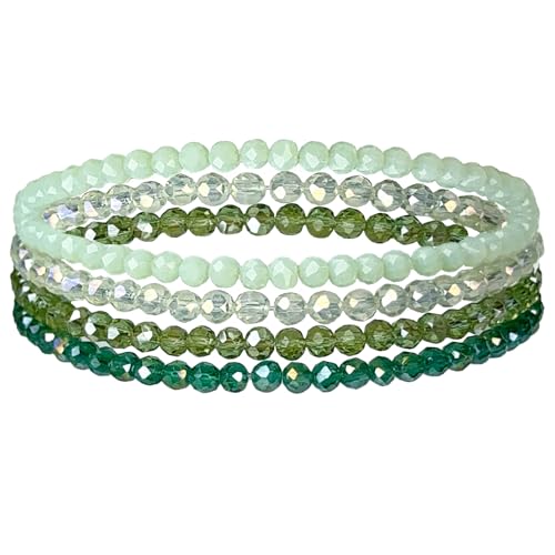 Uwiyo Damen Kristall Perlen Armband, Boho Mehrschichtiges Steine Armbänder Bohemian Kristall Perlen Armband Modeschmuck für Damen Mädchen Freundin (Grün#1) von Uwiyo