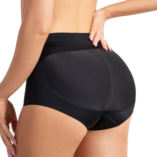 Uwiyo Damen Push Up Unterhose, Frauen Po Push Up Miederhose Damen Butt Lifter HöSchen Gepolstert Miederhose Hip Enhancers Shapewear (DE/NL/SE/PL, Alphanumerisch, M, Regular, Regular, Schwarz) von Uwiyo