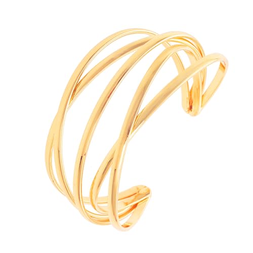 Uwiyo Gold Offener Armreif Große GoldarmbäNder Breiter Damen Armspange Manschette Armreif Gold Open Front Armband Innendurchmesser 60 mm (Gold#1) von Uwiyo