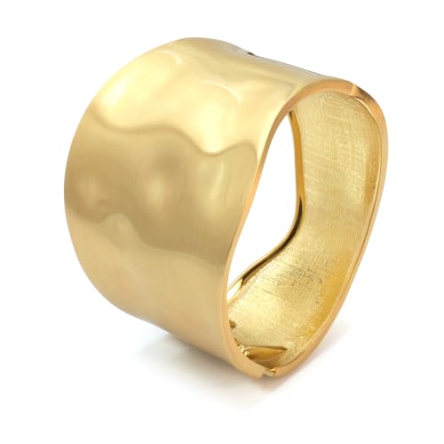 Uwiyo Gold Offener Armreif Große GoldarmbäNder Breiter Damen Armspange Manschette Armreif Gold Open Front Armband Innendurchmesser 60 mm (Gold#10) von Uwiyo