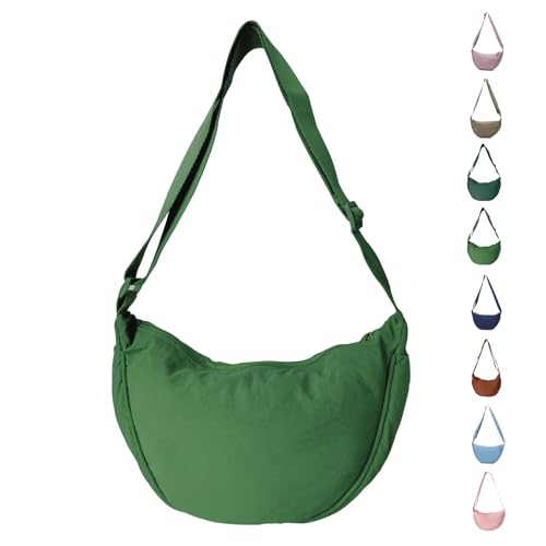 Uwiyo Halbmond Tasche Damen Nylon Crossbody Moon Bag Hobo Halfmoon Bag Halbmond Umhängetasche Dumpling Schultertasche mit verstellbarem Gurt für Damen Mädchen (Grün) von Uwiyo