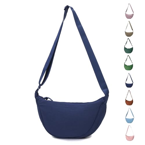 Uwiyo Halbmond Tasche Damen Nylon Crossbody Moon Bag Hobo Halfmoon Bag Halbmond Umhängetasche Dumpling Schultertasche mit verstellbarem Gurt für Damen Mädchen (Marineblau) von Uwiyo