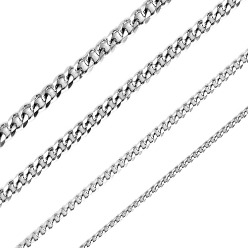 Uwiyo Herren Silberkette, 3,5/5/6mm breit Panzerkette Halskette Kubanische Kette Cuban Link Chain Hip-Hop Kette für Herren Damen, 46/51//56/61cm Länge (Silber-5mm, 61) von Uwiyo