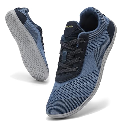 Uwowd Barfuss Schuhe Damen Breite Zehenbox Barfußschuhe Herren mit 4mm Zero-Drop-Sohle Leicht Bequem Fitnessschuhe Weich rutschfest Minimalschuhe für Sport Outdoor Alltag Blau 43 von Uwowd