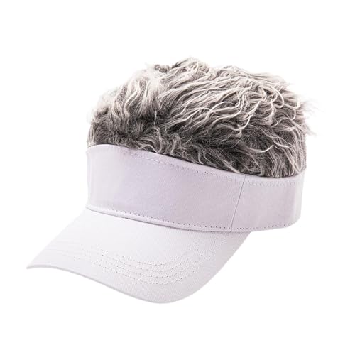 Neuartiges Visier mit Haarkappe Und Schirmperücke, Verstellbare Baseballmütze, Weiße Kappe Graues Haar, Universal- von UxicRuya