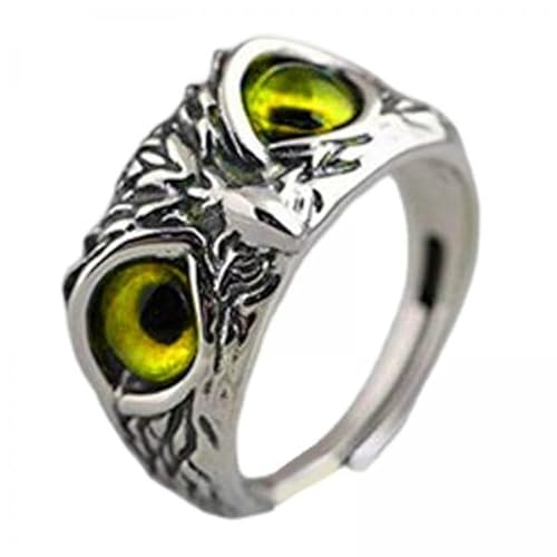 UxicRuya 2X Augen Eulenringe Tierringe Personalisiert Retro Verstellbar Cool Fingers Accessoires Statement Tier Offener für Damen Und Herren von UxicRuya