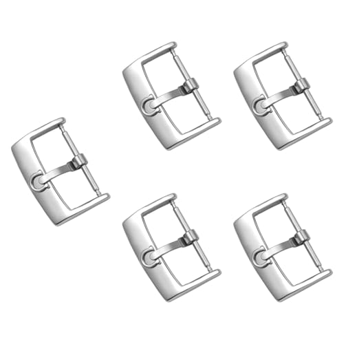 UxicRuya 5 Stück Uhrenarmbänder Schnallen Polierte Werkzeuge Uhrenarmbänder Elegante Uhrenverschlüsse Damen Herren Uhrenzubehör, Silber 18mm von UxicRuya