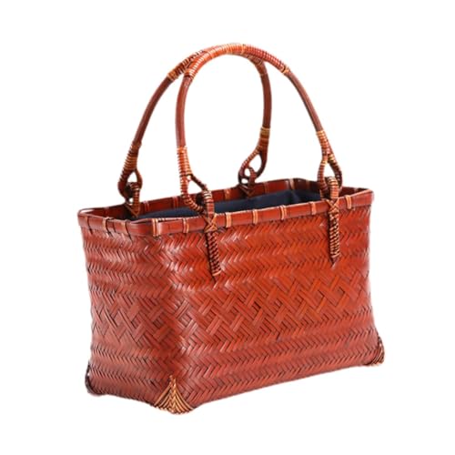 UxicRuya Bambus Gewebte Einkaufstasche Stilvolle Handtasche für Wandern Outdoor Hochzeit Urlaub, Style C von UxicRuya