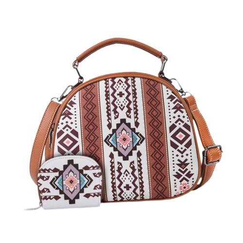 UxicRuya Bohemian Muster Handtasche für Frauen Canvas Stylish Lady Bag für Pendeln Strand, Beigeweiß von UxicRuya
