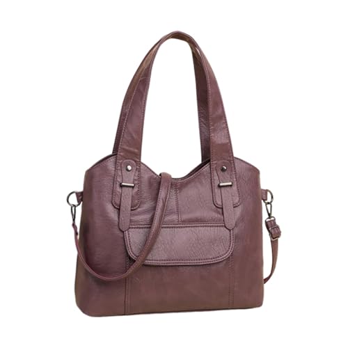 UxicRuya Damen Handtasche Shopper Umhängetasche Schultertasche Aus Elegantem PU mit Vielseitigen Tragemöglichkeiten für Shopping Events Ausflüge, Lila von UxicRuya