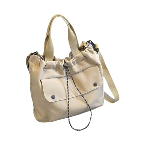 UxicRuya Damen Schultertasche mit Kordelzug, für Strand, Dating, Beigeweiß von UxicRuya