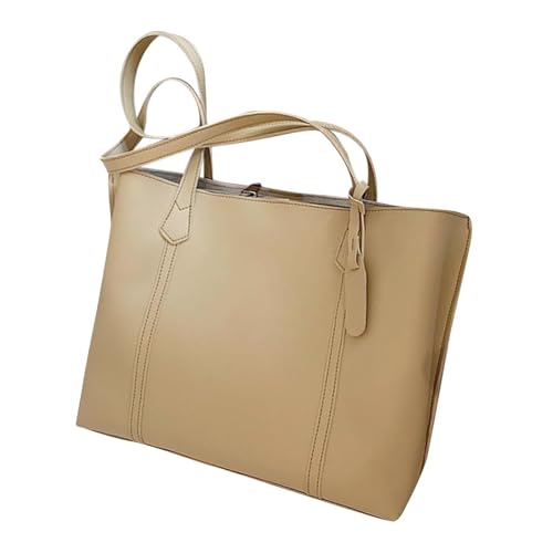 UxicRuya Damen-Tragetasche aus PU- mit großem Fassungsvermögen und Tragegriff Oben, um die Arbeit zu erledigen, Khaki von UxicRuya