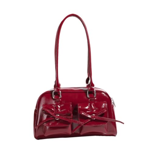 UxicRuya Damen Umhängetasche Aus PU mit Reißverschluss für Urlaub Und Party, Rot von UxicRuya