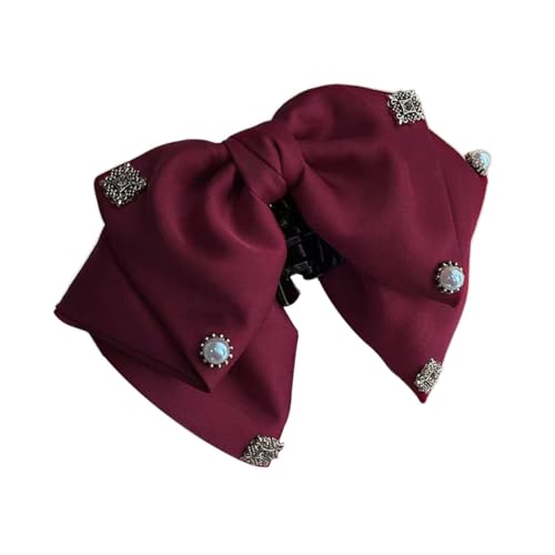 UxicRuya Frauen Haar Klaue Clip Kopfbedeckungen Mode Haar Griffe Kopfschmuck Haar Klemme Haar Clip, Roter Satin 20x10x2cm von UxicRuya