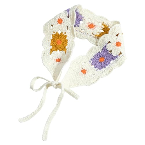 UxicRuya Gehäkeltes Bandana für Damen, Leicht, Süß, Stylisch, Weich Und Bequem, Blumenmuster, Gelber Violett UxicRuya Gehäkeltes Bandana für Damen, Leicht, Süß, Stylisch, Weich Und Bequem, Blumenmuster, Gelber Violett von UxicRuya