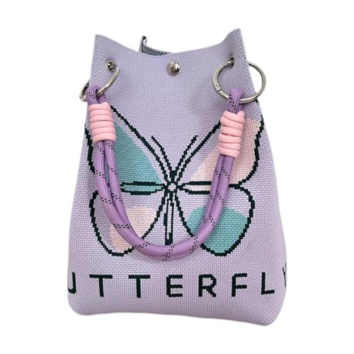UxicRuya Gestrickte Bucket Bag für Damen mit Gewebtem Schultergurt für Strand, Shopping Und Reisen, Lila von UxicRuya