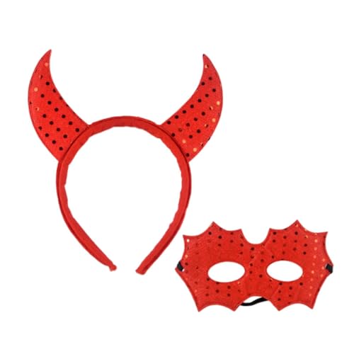 UxicRuya Halloween Haarreif Set Kopfband Maskenzubehör Kopfschmuck Kreative Haarband Kostüm Accessoires Aus Robustem PP für Kinderparty Cosplay Schulver, Rot von UxicRuya