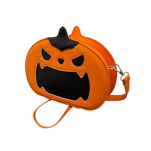 UxicRuya Halloween Kürbis Umhängetasche, Modische Und Niedliche Umhängetasche für Frauen für Arbeit Und Reisen, Orangefarbener Großer Mund von UxicRuya